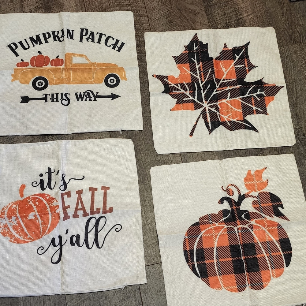 COPY - 4 New Fall Harvest Halloween Falloween 18x18 Pillow Covers With Zipper